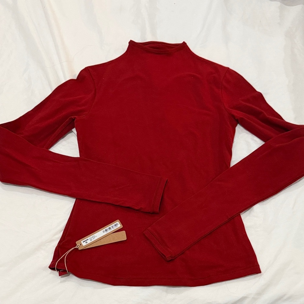SKIMS Cotton Jersey Mock Neck Long Sleeve Small